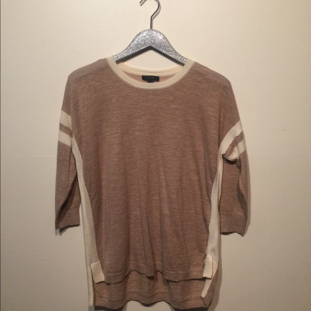 J. Crew Tan Ivory Tunic Sweater Merino Wool Medium